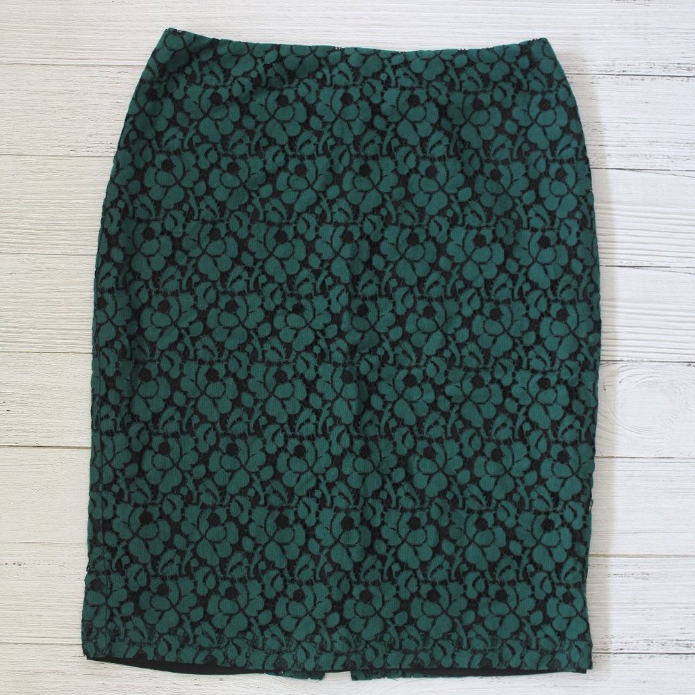 Emerald Lace Pencil Skirt